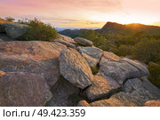 Garbi peak sunset at Calderona Sierra of Valencia at spain. Стоковое фото, агентство Ingram Publishing / Фотобанк Лори
