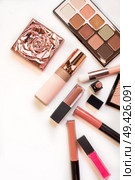 Set of luxury beautiful cosmetics for fashion make up  on white  background. Стоковое фото, агентство Ingram Publishing / Фотобанк Лори