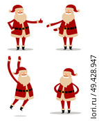 Happy smiling Santa Claus icon isolated on white background. Vector illustration with funny wintertime character in red costume with white fluffy beard. Happy Smiling Santa Claus Vector Illustration. Стоковая иллюстрация, агентство Ingram Publishing / Фотобанк Лори