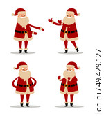 Happy smiling Santa Claus icon isolated on white background. Vector illustration with funny wintertime character in red costume with white fluffy beard. Happy Smiling Santa Claus Vector Illustration. Стоковая иллюстрация, агентство Ingram Publishing / Фотобанк Лори