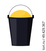 Bucket full of sand isolated on white vector poster in graphic design. Equipment for firefighting or just for playing and making sandcastles. Bucket full of sand isolated on white poster. Стоковая иллюстрация, агентство Ingram Publishing / Фотобанк Лори