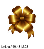 Golden bow knot with five loops vector illustration decorative element isolated on white background. Satin gold ribbon, silk tape for your design. Golden Bow Knot with Five Loop Vector Illustration. Стоковая иллюстрация, агентство Ingram Publishing / Фотобанк Лори