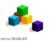 Cubes of different colors, toys created for children to play with presented on Christmas holiday celebration, isolated on vector illustration. Cubes of Different Colors Vector Illustration. Стоковая иллюстрация, агентство Ingram Publishing / Фотобанк Лори