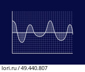 Schematic statistical wave on coordinate system. Minimalistic graphic on checkered field. Graphical presentation on squared field vector illustration.. Schematic Statistical Wave on Coordinate System. Стоковая иллюстрация, агентство Ingram Publishing / Фотобанк Лори