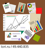 Statistic documents, colorful vector illustration, varied infographics and schedules, statistic diagram, colorful papers and graph, strategy text. Statistic Documents, Colorful Vector Illustration. Стоковая иллюстрация, агентство Ingram Publishing / Фотобанк Лори