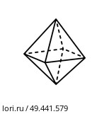Octahedron geometric shape projection of dashed and straight lines on sides, three dimensional form vector illustration isolated on white background. Octahedron Geometric Shape Projection Dashed Line. Стоковая иллюстрация, агентство Ingram Publishing / Фотобанк Лори
