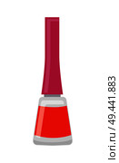 Beauty nail polish, bright vector illustration of color glass vial with red varnish and pretty pink top isolated on white background, glitter bottle. Beauty Nail Polish Bright Vector Illustration. Стоковая иллюстрация, агентство Ingram Publishing / Фотобанк Лори