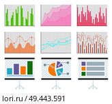 Pie diagram with lines and charts set diagram with lines and data graphics and information collection vector illustration isolated on white background. Pie Diagram and Infomation Vector Illustration. Стоковая иллюстрация, агентство Ingram Publishing / Фотобанк Лори