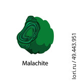 Malachite copper carbonate hydroxide mineral, opaque, green banded mineral crystallizes in the monoclinic crystal system vector malachite isolated. Malachite Copper Carbonate Hydroxid Mineral Vector. Стоковая иллюстрация, агентство Ingram Publishing / Фотобанк Лори
