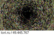 Wide format abstract background, optical illusion of gradient effect. Stipple effect. Rhythmic noise particles. Grain texture. Black background. Full HD wallpaper with colorful strokes. widescreen background, grain texture, vector abstract illustration. Стоковая иллюстрация, агентство Ingram Publishing / Фотобанк Лори