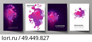 The vector layout of A4 format modern cover mockups design templates for brochure, magazine, flyer, booklet, annual report. Black background with fluid gradient, liquid pink colored geometric element. The vector layout of A4 format modern cover mockups design templates for brochure, magazine, flyer, booklet, annual report. Black background with fluid gradient, liquid pink colored geometric element. Стоковая иллюстрация, агентство Ingram Publishing / Фотобанк Лори