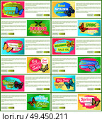 Only today spring sale set of web pages with text sample and headlines, butterflies and spring sale offers vector illustration, isolated on white. Only Today Spring Sale Set Vector Illustration. Стоковая иллюстрация, агентство Ingram Publishing / Фотобанк Лори