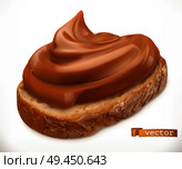 Peanut butter on bread. Caramel spread. 3d vector realistic icon. Стоковая иллюстрация, агентство Ingram Publishing / Фотобанк Лори