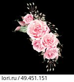 Beautiful  watercolor wedding bouquet with pink roses and eucalyptus. Illustration. Beautiful  watercolor wedding bouquet with pink roses and eucalyptus. . Стоковое фото, агентство Ingram Publishing / Фотобанк Лори