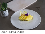 Beautiful and tasty gourmet food with menu . Стоковое фото, агентство Ingram Publishing / Фотобанк Лори