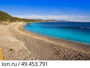 Morro de Gos beach in El Perello of Tarragona at Costa Dorada Catalonia. Стоковое фото, агентство Ingram Publishing / Фотобанк Лори