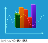 Colorful statistical chart isolated with ups and downs depicted on graphic vector illustration on blue background in flat style design. Colorful Statistical Chart Isolated Ups and Downs. Стоковая иллюстрация, агентство Ingram Publishing / Фотобанк Лори
