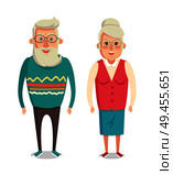 Grandparents cartoon characters, grandma and grandpa. Grandmother and grandfather couple, elderly people in formal wear isolated on white background,. Grandparents Cartoon Character Grandma and Grandpa. Стоковая иллюстрация, агентство Ingram Publishing / Фотобанк Лори