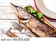 Pike stuffed with mushrooms.Pike royally.Banquet Russian dish. Pike stuffed with mushrooms. Стоковое фото, агентство Ingram Publishing / Фотобанк Лори