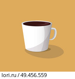 Small white ceramic cup of hot delicious coffee. Energetic beverage in fragile dishware. Tasty espresso drink isolated cartoon vector illustration.. Small White Ceramic Cup of Hot Delicious Coffee. Стоковая иллюстрация, агентство Ingram Publishing / Фотобанк Лори