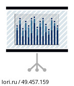 Statistical chart on projector screen. Graphic on slide as part of presentation. Visualization of numeric data in graphical form vector illustration.. Statistical Chart with Bars on Projector Screen. Стоковая иллюстрация, агентство Ingram Publishing / Фотобанк Лори