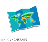 World map for travelling issues, to travel easily, paper with countries and oceans drawn schematically, vector illustration isolated on white background. World Map for Travelling, Vector Illustration. Стоковая иллюстрация, агентство Ingram Publishing / Фотобанк Лори