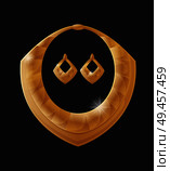 Golden jewelry gold pieces made up of rich material, earrings and necklace collection, elegant set for women accessories vector illustration on black. Golden Jewelry Gold Pieces Made of Rich Material. Стоковая иллюстрация, агентство Ingram Publishing / Фотобанк Лори