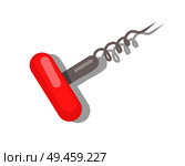 Corkscrew colorful template isolated on white, bottle screw with red round handle, spin kitchenware, bottles opener vector illustration, small tool.. Corkscrew Colorful Template Isolated on White. Стоковая иллюстрация, агентство Ingram Publishing / Фотобанк Лори
