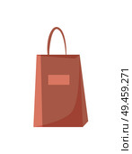 Shopping bag disposable packet, packaging item, vector illustration isolated on white background, rectangular pack of beige color with thin handles.. Shopping Bag Disposable Packet, Packaging Icon. Стоковая иллюстрация, агентство Ingram Publishing / Фотобанк Лори