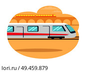 Express-train riding fast, railroad mean of transport allowing people commute to work, traveling quickly, bridge on background vector illustration. Express-Train Riding Fast Vector Illustration. Стоковая иллюстрация, агентство Ingram Publishing / Фотобанк Лори