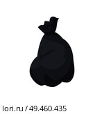Black heavy polyethylene sack full of garbage. Litter in special capacious bag. Package that contains rubbish isolated cartoon vector illustration.. Black Heavy Polyethylene Sack Full of Garbage. Стоковая иллюстрация, агентство Ingram Publishing / Фотобанк Лори