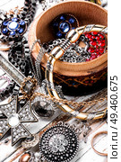 Mix of beautiful jewellery.Collection of bijouterie.Fashion jewels. Jewelry and bijouterie. Стоковое фото, агентство Ingram Publishing / Фотобанк Лори