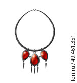 Necklace with precious red stones, natural mineral and silver material, personal accessory for stylish women vector illustration isolated on white. Necklace with Precious Stones Vector Illustration. Стоковая иллюстрация, агентство Ingram Publishing / Фотобанк Лори