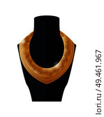 Luxury golden necklace on black mannequin vector isolated on white. Rich model of chaplet jewelry accessory item, bijouterie chain, elegant treasure. Luxury Golden Necklace on Black Mannequin Vector. Стоковая иллюстрация, агентство Ingram Publishing / Фотобанк Лори