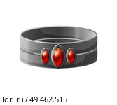 Bracelet with red gemstones on centerpiece, accessory for women luxury expensive thing to be fashionable, isolated on vector illustration, flat style. Bracelet with Red Gemstones Vector Illustration. Стоковая иллюстрация, агентство Ingram Publishing / Фотобанк Лори