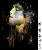 Math of Dream. Her Symbols series. Abstract portrait painting of young woman on subject of inner Self, astrology, the occult, witchcraft, magic and its symbols. Стоковое фото, агентство Ingram Publishing / Фотобанк Лори