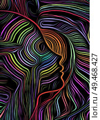 Human face integrated in black and white woodcut pattern. On subject of the mind, consciousness, reason and human drama. Black and White Poetry series. Стоковое фото, агентство Ingram Publishing / Фотобанк Лори