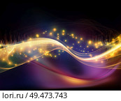 Texture of Oscillation. Optical Flow series. Image of color lines and lights isolated on black background in conceptual relevance to technology, design and education. Стоковое фото, агентство Ingram Publishing / Фотобанк Лори