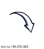 Arrow designed pointer with sharp top, back and down direction of swirl curved arrowhead. Isolated icon monochrome outline handdrawn sketch vector. Arrow Designed Pointer Back Down Isolated Vector. Стоковая иллюстрация, агентство Ingram Publishing / Фотобанк Лори