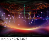 Color Oscillation. Optical Flow series. Interplay of color lines and lights isolated on black background for technology, design and education. Стоковое фото, агентство Ingram Publishing / Фотобанк Лори