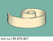 Hand drawn monochrome sketch decorative ribbon vector icon. Ready for text horizontal rolled string, curly strip in vintage style graphic drawing. Hand drawn monochrome sketch ribbon vector icon. Стоковая иллюстрация, агентство Ingram Publishing / Фотобанк Лори
