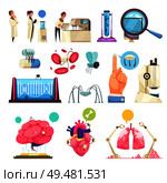 Nanotechnologies decorative icons set of human organs nano robots micro chips and laboratory equipment isolated vector illustration . Nanotechnologies Decorative Icons Set. Стоковая иллюстрация, агентство Ingram Publishing / Фотобанк Лори