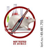 Not tested on animals design concept in form of forbidden sign of chemical experiments on mouse realistic vector illustration . Not Tested Animals Design Concept . Стоковая иллюстрация, агентство Ingram Publishing / Фотобанк Лори