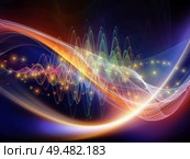 Variegated Oscillation. Optical Flow series. Visually attractive backdrop made of color lines and lights isolated on black background suitable in layouts on technology, design and education. Стоковое фото, агентство Ingram Publishing / Фотобанк Лори