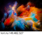 Canvas landscape series. Abstract paint interplay on black background on the subject of creativity, imagination, inner world and art. Стоковое фото, агентство Ingram Publishing / Фотобанк Лори