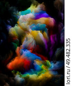 Canvas landscape series. Abstract paint interplay on black background on the subject of creativity, imagination, inner world and art. Стоковое фото, агентство Ingram Publishing / Фотобанк Лори