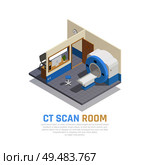 Neurology and neural surgery isometric concept with scan room vector illustration. Стоковая иллюстрация, агентство Ingram Publishing / Фотобанк Лори