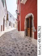 Ibiza Eivissa downtown Dalt Vila facades in Balearic Islands. Стоковое фото, агентство Ingram Publishing / Фотобанк Лори