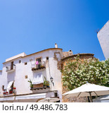 Ibiza Eivissa downtown Dalt Vila facades in Balearic Islands. Стоковое фото, агентство Ingram Publishing / Фотобанк Лори