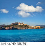 Ibiza Eivissa Castle and skyline from sea in Balearic Islands. Стоковое фото, агентство Ingram Publishing / Фотобанк Лори